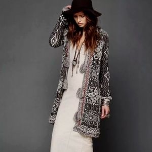 Free People Fair Isle Long Hooded Cardigan